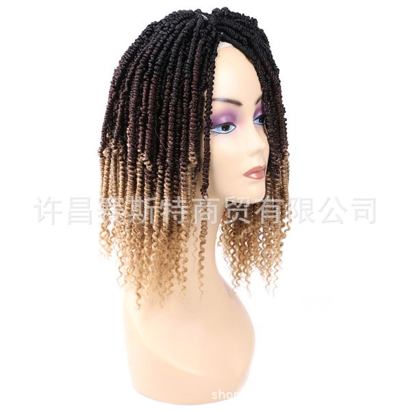 

color pigtail bt irregular chemical fiber wig, Black