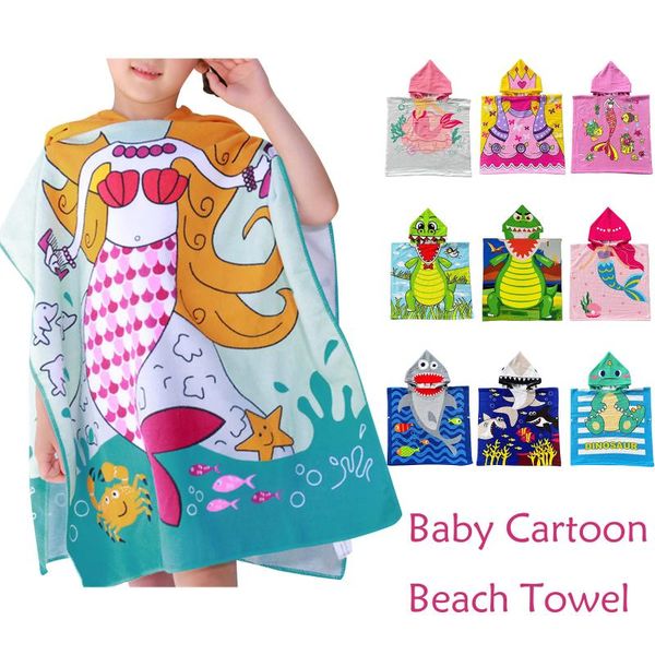 

one-pieces 3d printing animal cartoon pattern beach towel baby children hooded bath boys girls soft swimwear, Black