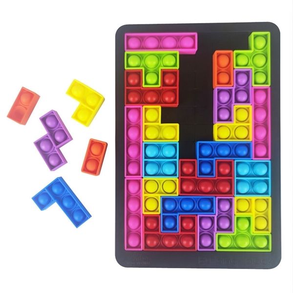 

27pcs tetris jigsaw puzzle reliver stress anti-stress toys poppet push bubble sensory fidget toy to relieve autism