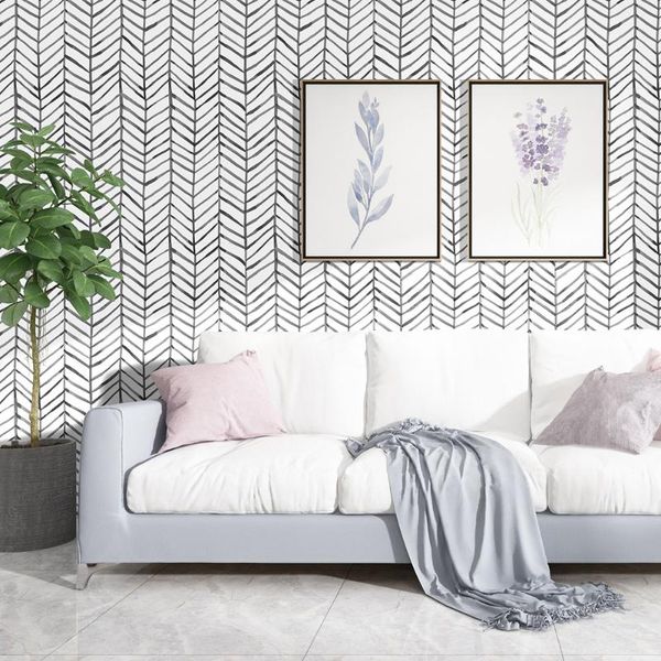 

wallpapers 1m/3m/6m modern stripe peel and stick black white self adhesive wallpaper herringbone contact paper for bedroom home decor