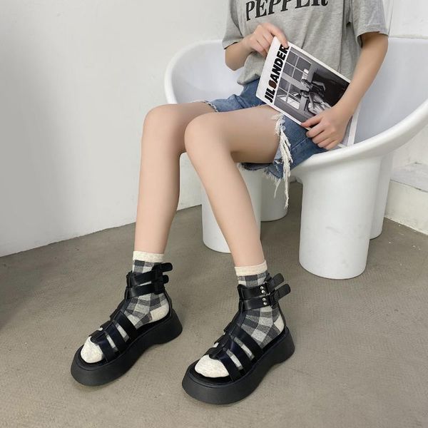 

sandals 2021 summer style comfortable casual flat shoes fashion temperament roman, Black