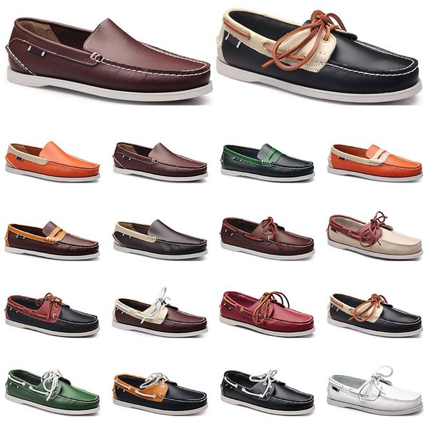 

womens sneakers sailing shoe mens casual leather shoes black white red green orange brown outdoor trainers size 38-45 twenty nine
