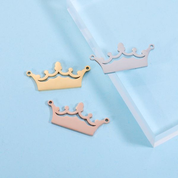 

100% stainless steel charm for jewelry making metal crown tag charms mirror polished whole 20pcs, Bronze;silver