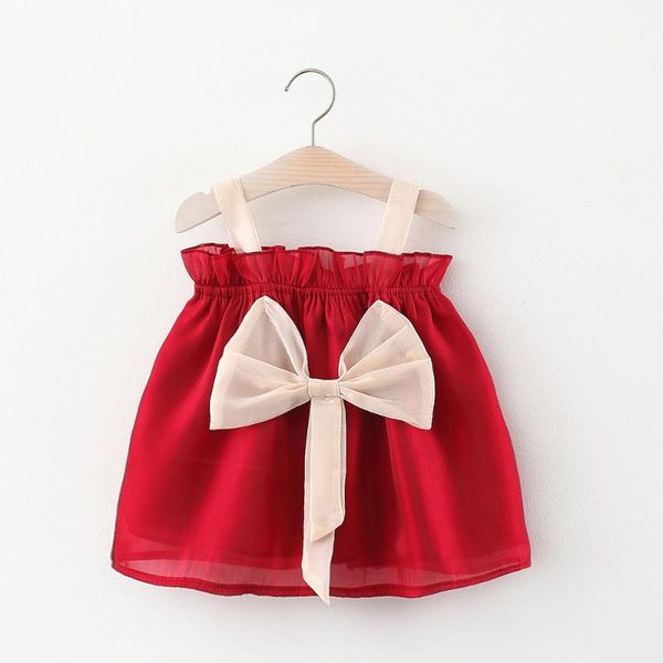 

baby wear girls bow dress summer girl's dresses, Red;yellow