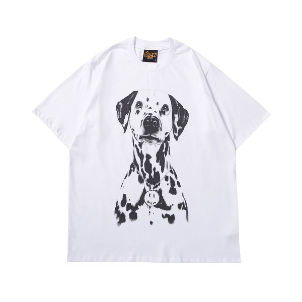 

21ss summer drew house spot dog printed t shirts men women basic cotton t-shirt casual short sleeve couple loose tees, White;black