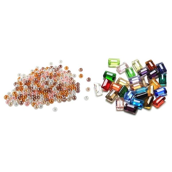 

other 2 set 5mm bright pears spacer loose beads with crystal glass rectangular flat