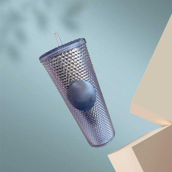 

diamond radiant goddess starbucks cup with 710ml summer cold water tumbler straw double layer plastic durian coffee mug35x5