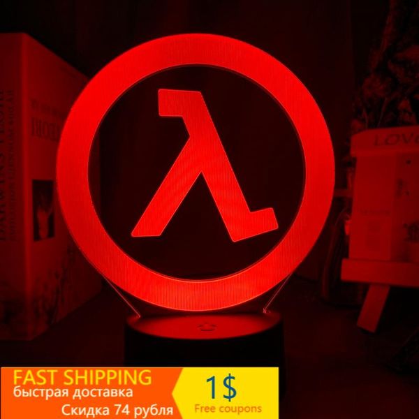 

night lights half life logo lamp for game room decoration cool event prize of store color changing led light gift him