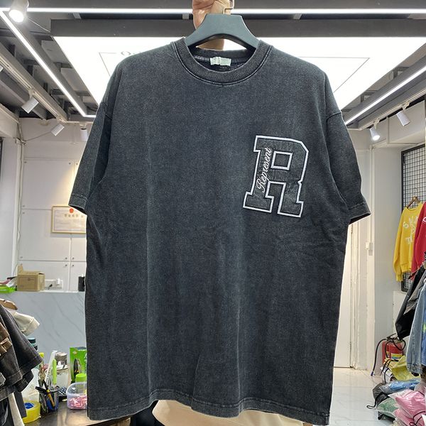

t shirt men women quality vintage embroidered letters tee oversize nice washed short sleeve, White;black