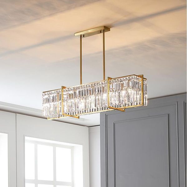 

chandeliers luxury crystal chandelier nordic modern simple copper long restaurant island decoration lighting
