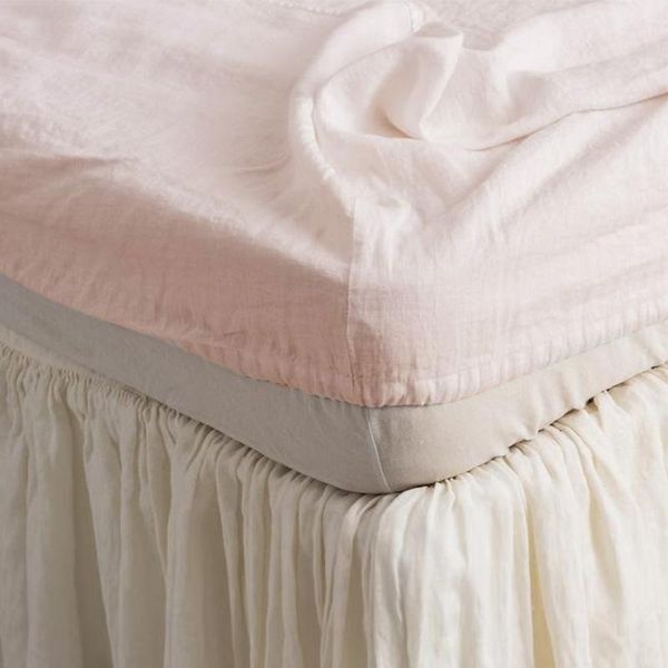 

sheets & sets 100% linens fitted bed sheet single twin double queen king size with elastic bottom