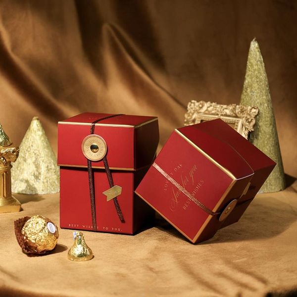 

10pcs european style red gift box cardboard paper boxes retro wedding candy party favor packaging supplies wrap