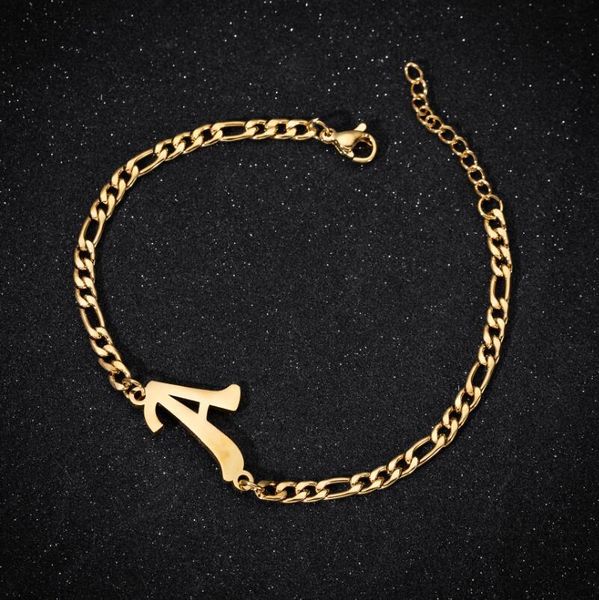 

kimter men women gold alphabet bracelets 26 letters pendant bracelet bangle fahsion charm english jewelry q343fz, Golden;silver