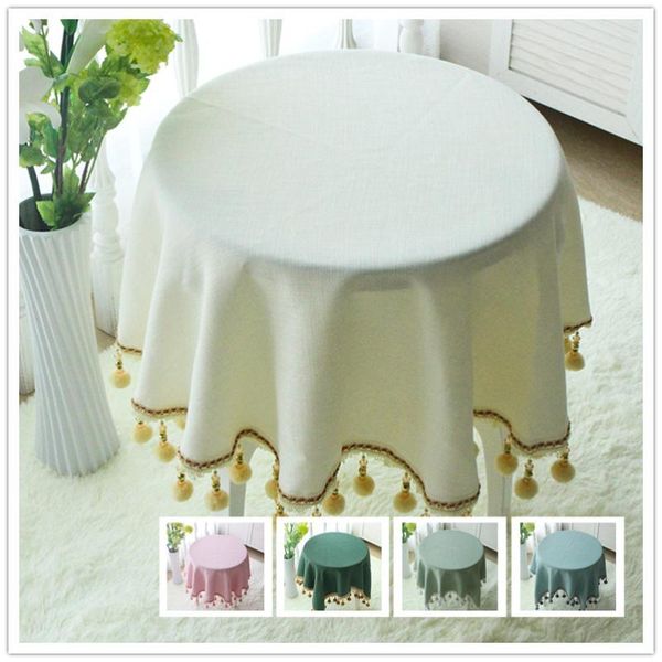 

table cloth customized solid color tablecloth with tassel cotton linen round square/rectangular wedding party dining cover