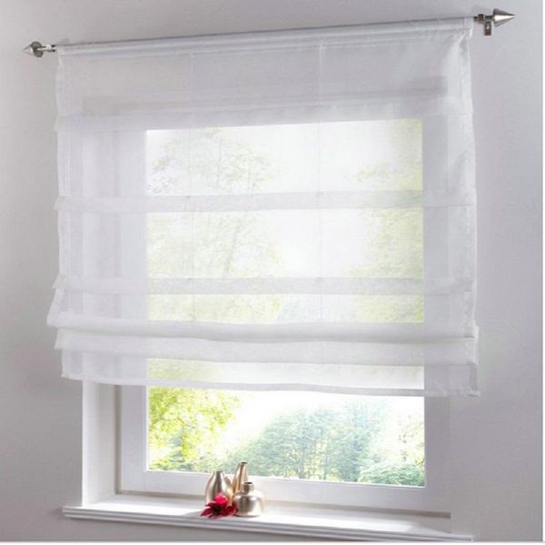 

curtain & drapes roman short kitchen adjustable height transparent sheer solid color voile for living room bedroom cortinas