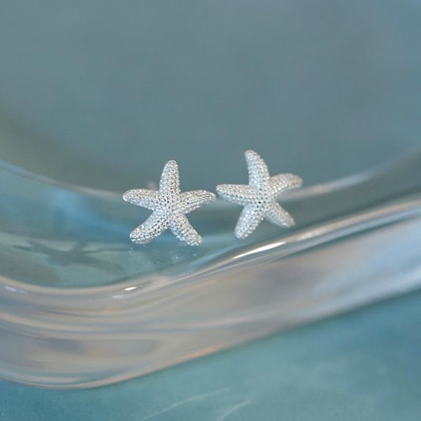 

stud cute silver starfish earrings 925 animals stars for women children girls kids jewelry gift, Golden;silver