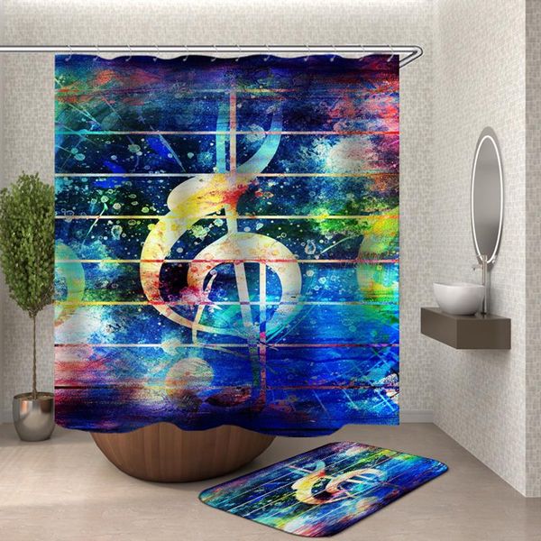 

music note shower curtain waterproof polyester fabric for bathroom large curtains