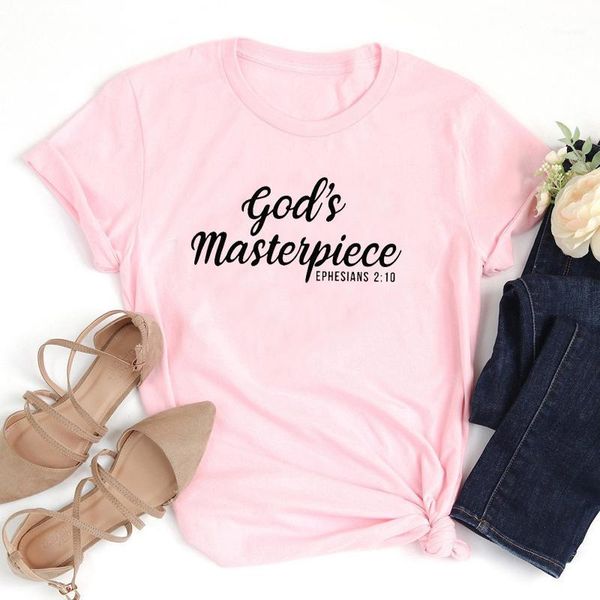 

women's t-shirt god's masterpiece women casual short sleeve shirts girl stylish christian jesus believer tshirt, White