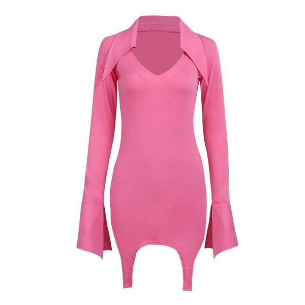 

casual dresses pink shirt collar dress women long sleeve mini black apricot solid streetwear female vestidos, Black;gray