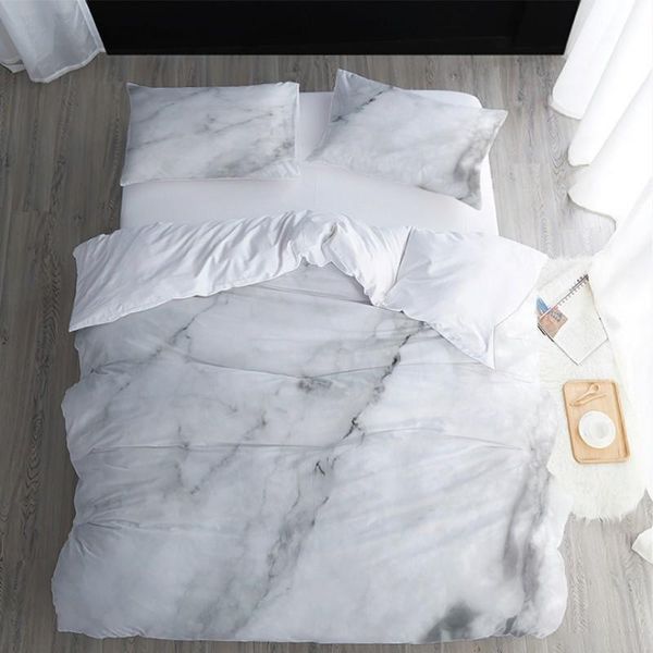 

bedding sets marble black white set quilt cover home textiles single large king pillow case boys girls