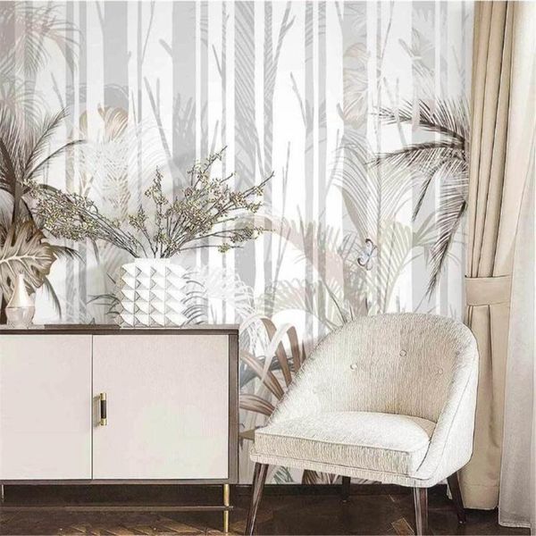 

wallpapers milofi custom 3d wallpaper mural nordic hand-painted elegant tropical plant luxury po background wall