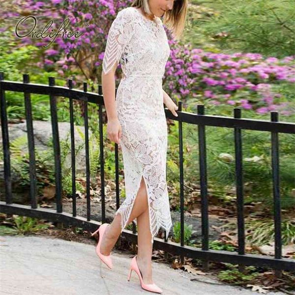 

summer women long party dress white lace bodycon pencil robe femme 210513, Black;gray