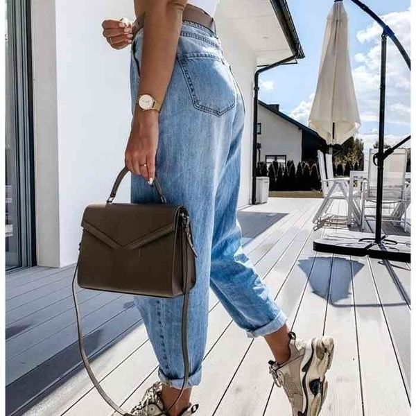 

jean woman mom jeans pants boyfriend jeans for women with high waist leisure trousers ladies jeans denim, Blue
