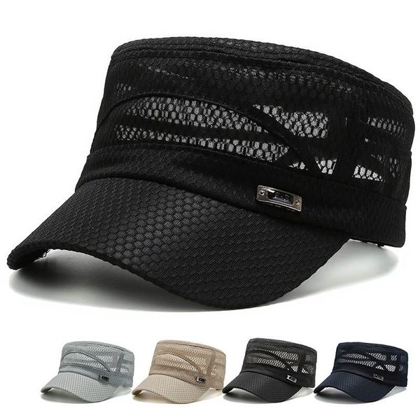 

cycling caps & masks summer breathable flat cap casual quick-drying men sports sunshade hat fashion outdoor fishing hats mesh washable, Black