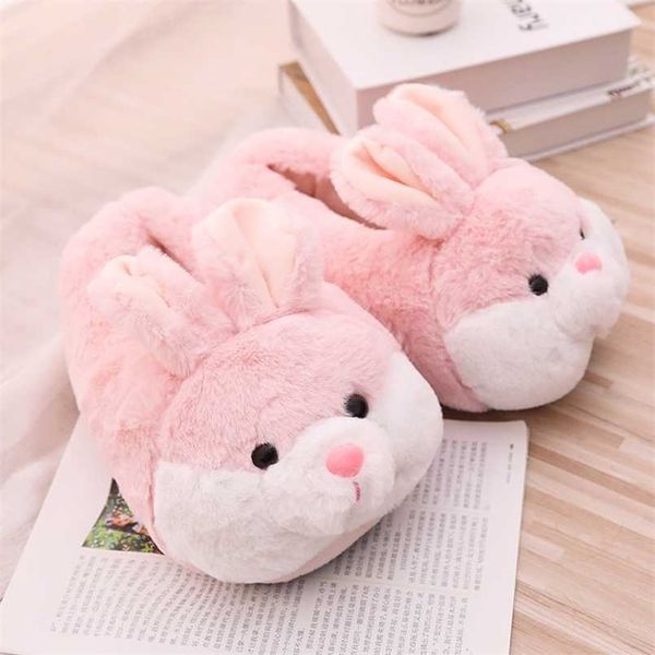 

house fluffy women slippers cute cartoon pink bunny girls fur slides bedroom indoor rabbits warm plush ladies casual shoes 211020, Black