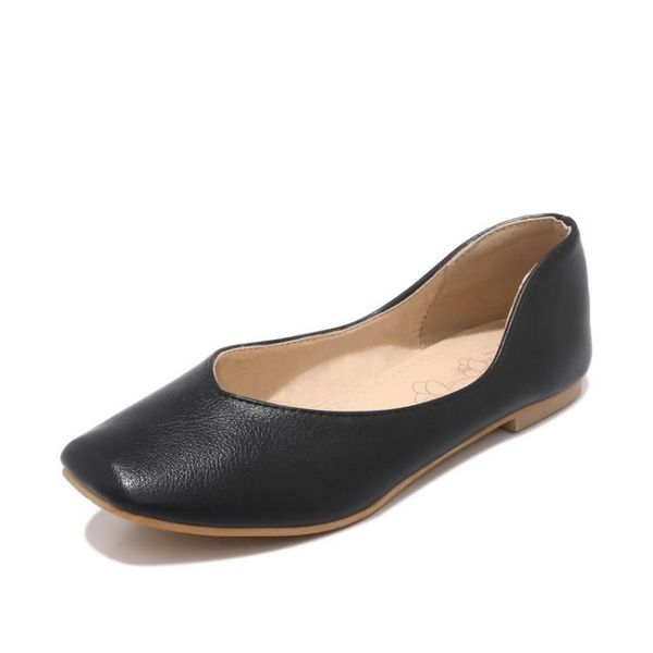 

dress shoes oversized square head flat sole summer ladies women woman, Black