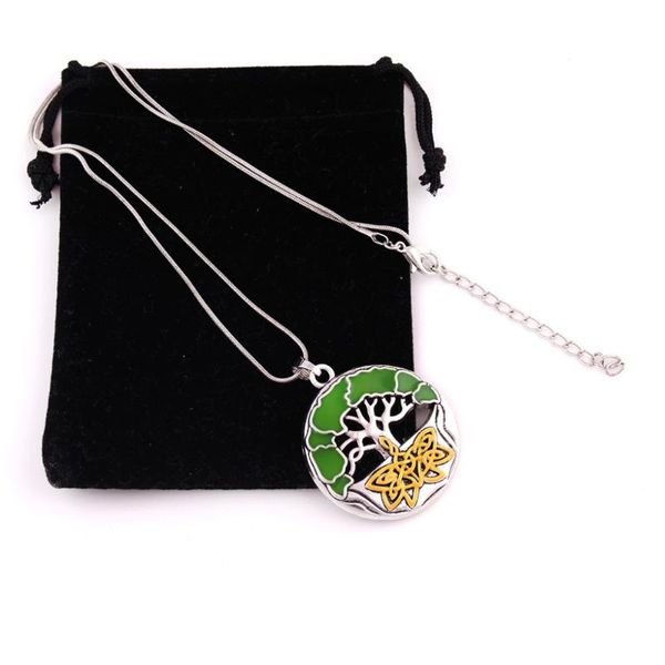 

snake chain special design pendant world tree yggdrasil enamel great choosen as trinket amulet necklaces, Silver