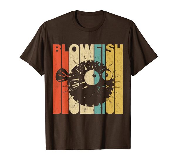 

vintage retro blowfish silhouette t-shirt, White;black