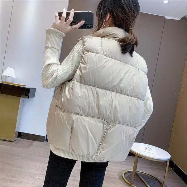 

down women's short 2021 winter korean loose and light down et vt waistcoat, Black;white