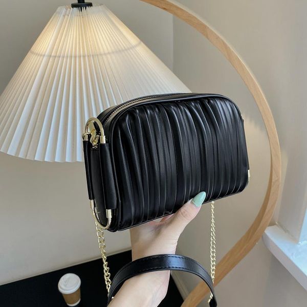 

shoulder bags fashion pleated clutch purse women crossbody 2021 pu leather ladies messenger high quality