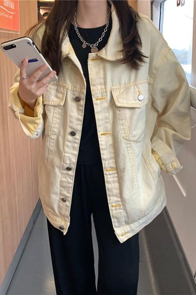 

women's jackets 2021 autumn korean version loose short wild jacket casual fashion denim clothing, Black;brown