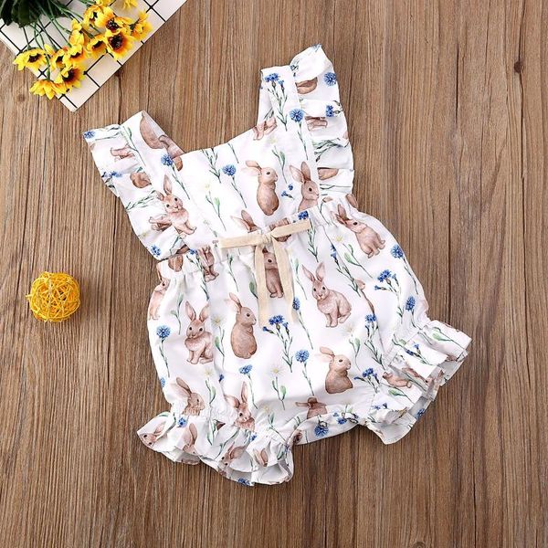 

rompers 2021 baby summer clothing born infant girl printed bodysuit playsuit easter sunsuit ruffled animal jumpsuts, Blue