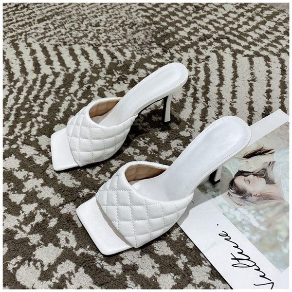 

slippers lluumiu 2021 brand design women elegant square toe thin high heels 9cm summer outdoor beach shoes big size, Black