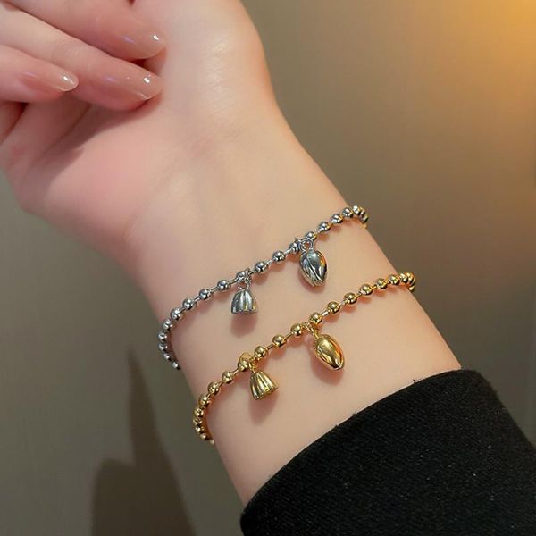 

charm bracelets u-magical charming gold silver color metallic lotus root bracelet for women delicate beaded chunky chain bracele jewellery, Golden;silver