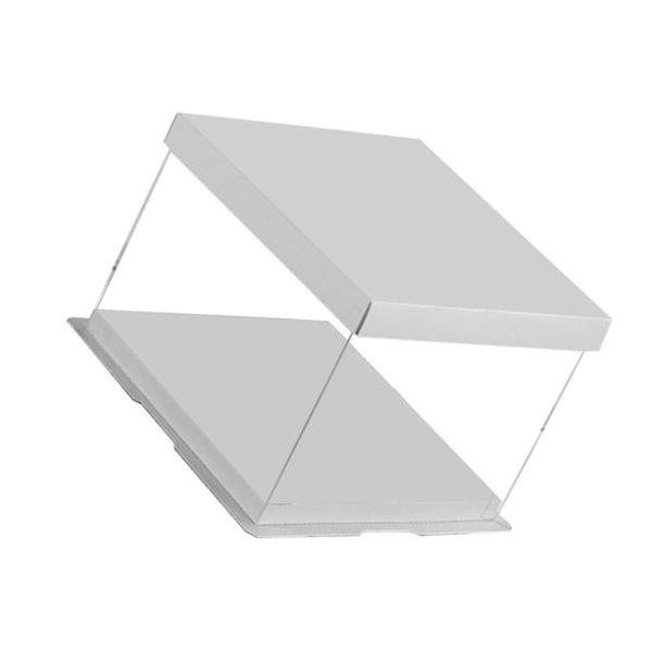 

transparent square cake box packaging boxes organizer for home dessert shop - 8 inch (white) gift wrap