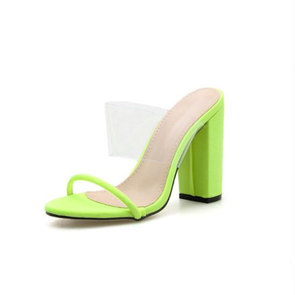

sandals 2021 summer women green slipper super high heels pumps comfortable thick heel slippers size 35-42, Black