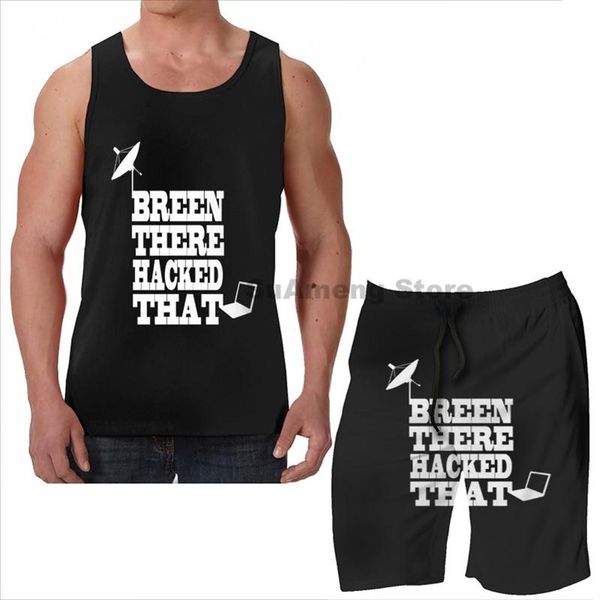 

men's tracksuits summer funny print men tank women hacker king neil breen beach shorts sets fitness vest, Gray