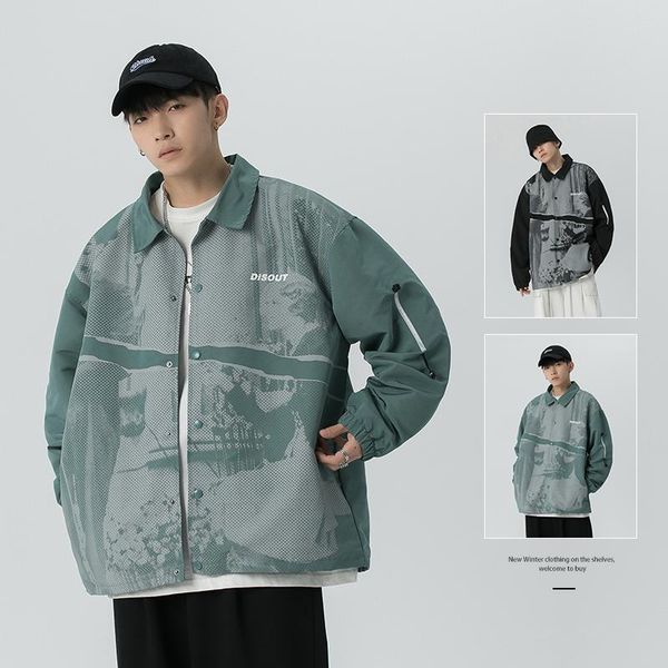 

men's jackets hfyf 2021 tooling jacket trend casual spring and autumn loose coat shirt top, Black;brown