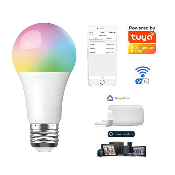 

bulbs voice control 9w rgb smart light bulb dimmable e27 wifi led magic lamp ac 220v work with alexa google home