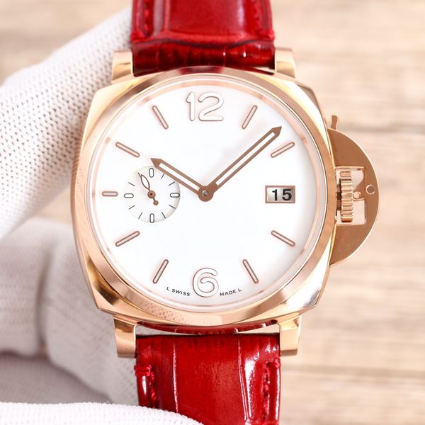 

pam 1248 womens automatic watches 42mm dial red color 2555 mechanical movement bmg-tech watch 30m waterproof wristwatch super luminous, Slivery;brown