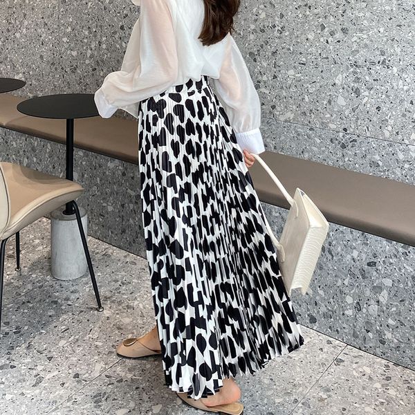 

skirt miyake heart print pleated skirt wais skirts, Black