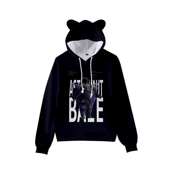 

fat pattern cute boy girl clothes hooded 3d printing hooded sweater autumn early winter ears hooded pullover, Black