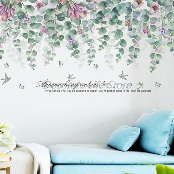 

gift wrap large nature green leaves wall stickers living room bedroom diy decals