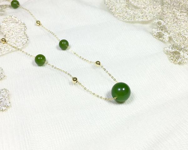 

lockets 18k gold inlaid with hetian jade starry clavicle chainj36#, Silver