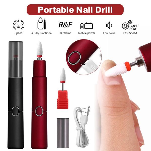 

nail art equipment electric drill cordless handheld file kit rechargeable manicure tool with ceramc bit tools, Silver