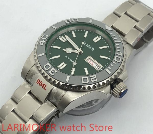

wristwatches men's luxury sports and leisure waterproof watch mechanical clock cases green dial gray bezel, Slivery;brown